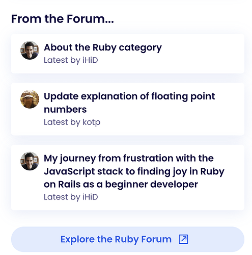 An image titled "From the forum" showing three recent forum posts and a link to the forum