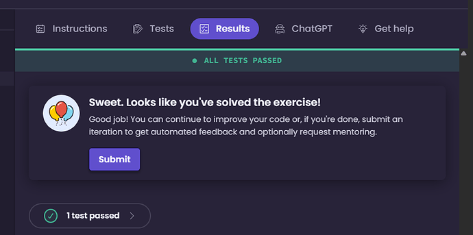 test results