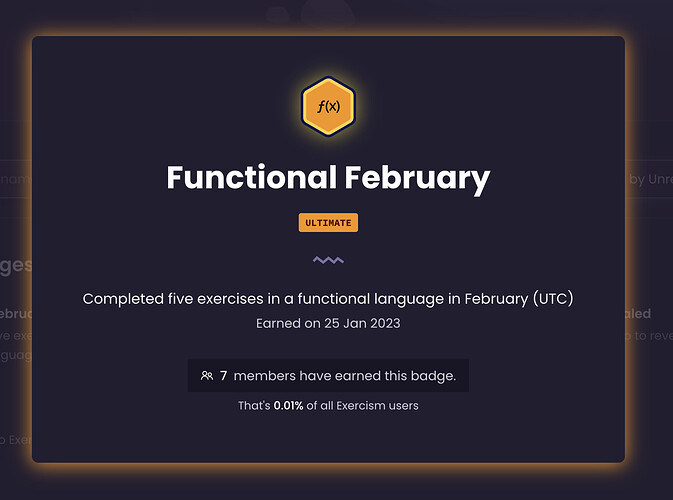 A screenshot of the Functional February Badge
