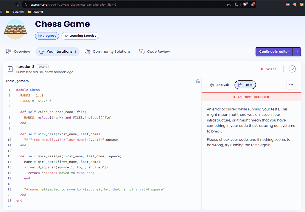 Ruby Screen Ruby Test Runner Broken - Chess Game in Ruby (Screenshots Included ...