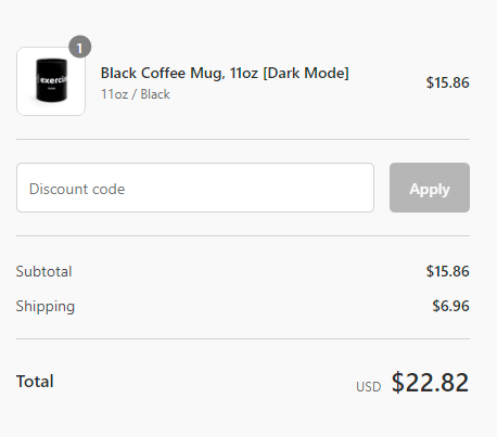 shipping costs for new black coffee mug
